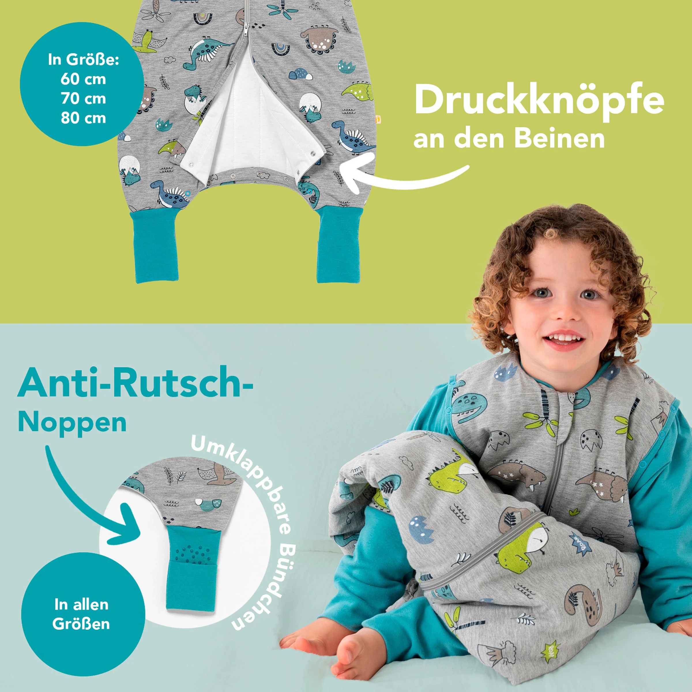 schlummersack Schlafsack mit Füßen 2.5 Tog Dinosaurier