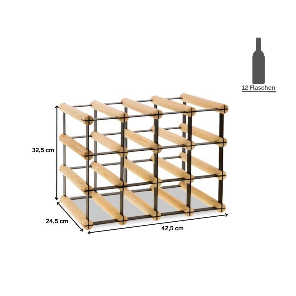 PROREGAL Modulair Wijnrek Vinotega Mod Metaal HxBxD 32,5 x 42,5 x 24,5 cm 4 x 3 Flessen Massief grenenhout Bruin Geolied