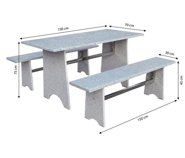 Dehner Gartenmöbel-Set aus Granit, 3-teilig