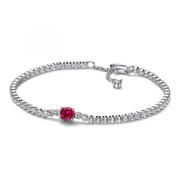 Pandora Joalheria Pulseira Redonda de Tênis Red Gem em Pave 592403c01