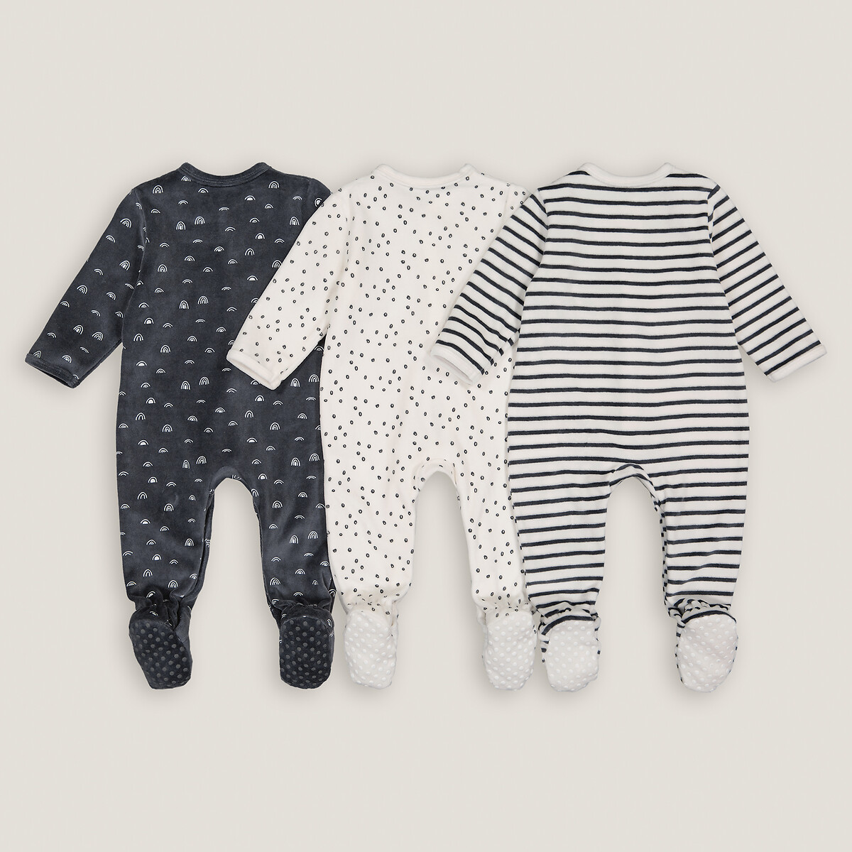 COLEÇÃO LA REDOUTE<br>Conjunto de 3 pijamas de veludo