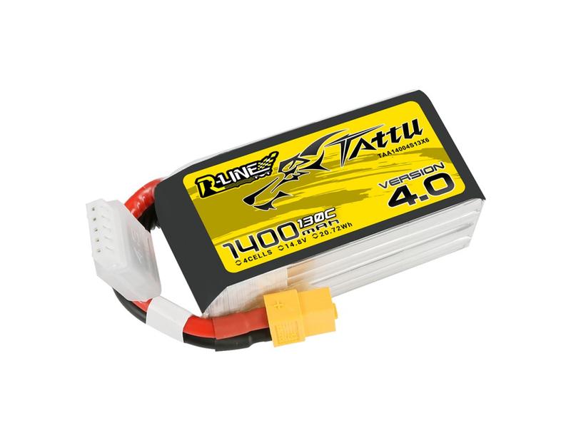 Tattu RC-Akku LiPo 1400 mAh 14.8 V 130C R-Line V4 4S LiPo Akku mit XT60 Stecker
