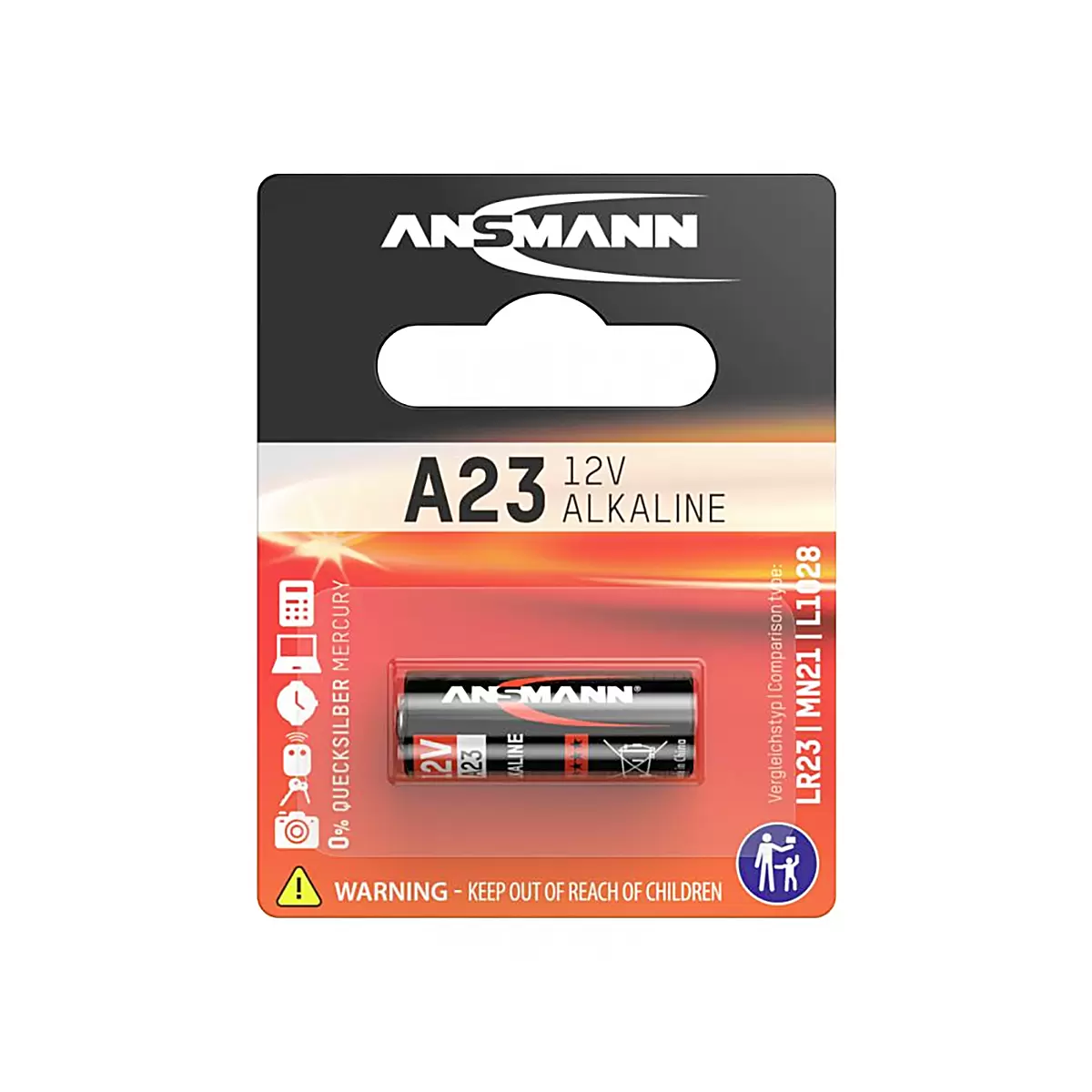 Batterie 1er Packung LR23 ANSMANN Alkaline rot,schwarz
