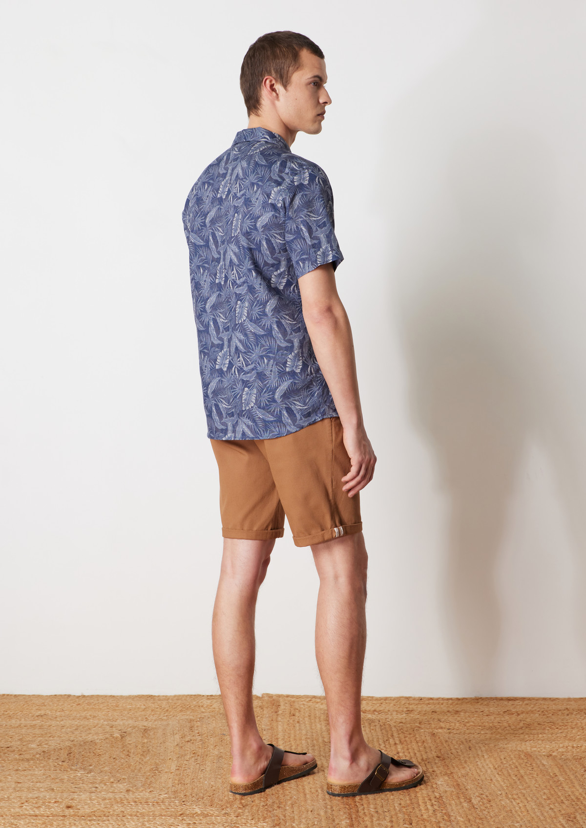 Bermuda en coton stretch uni cognac