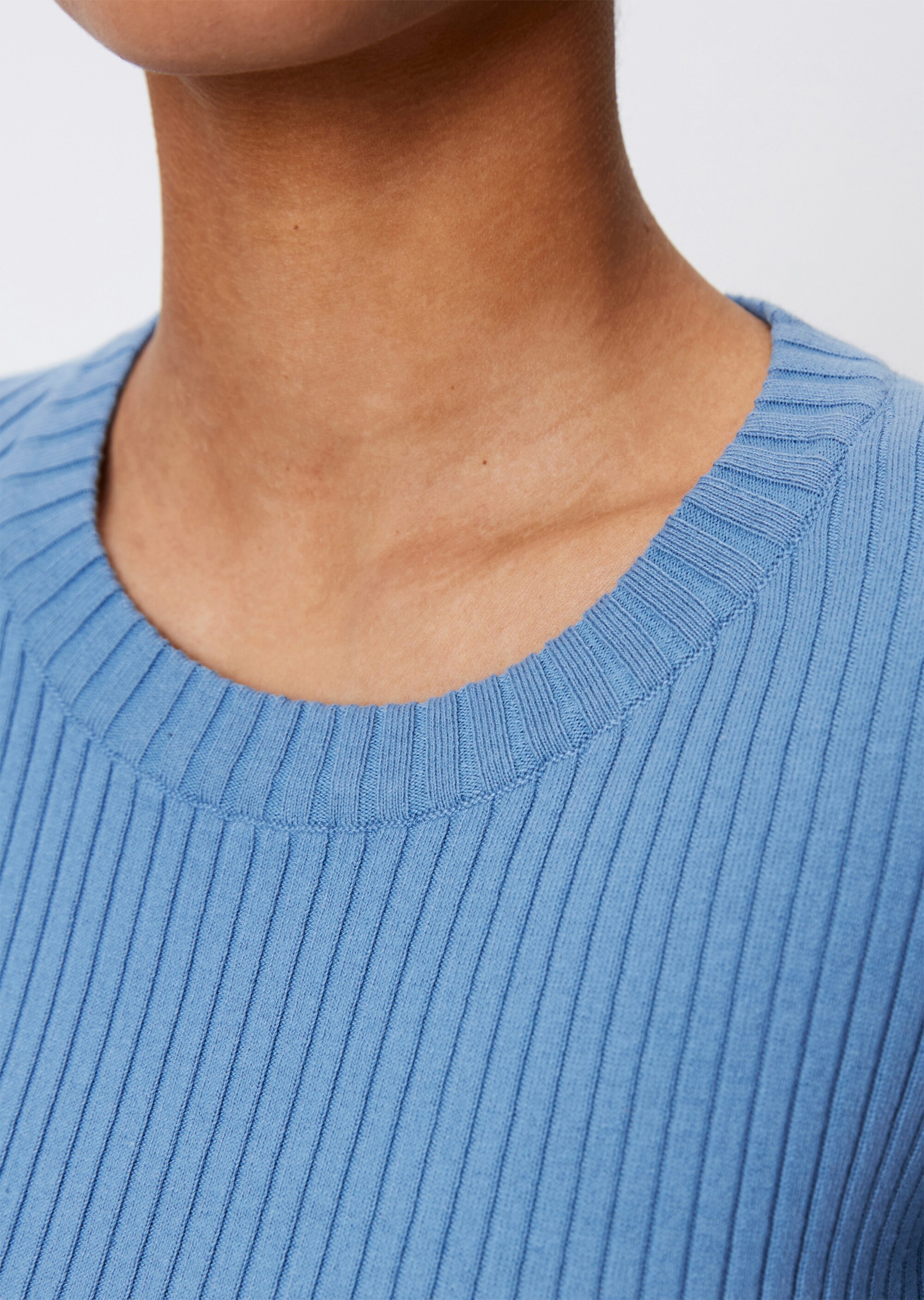 Kurzarm-Strickpullover fitted aus Organic Cotton-Mix
