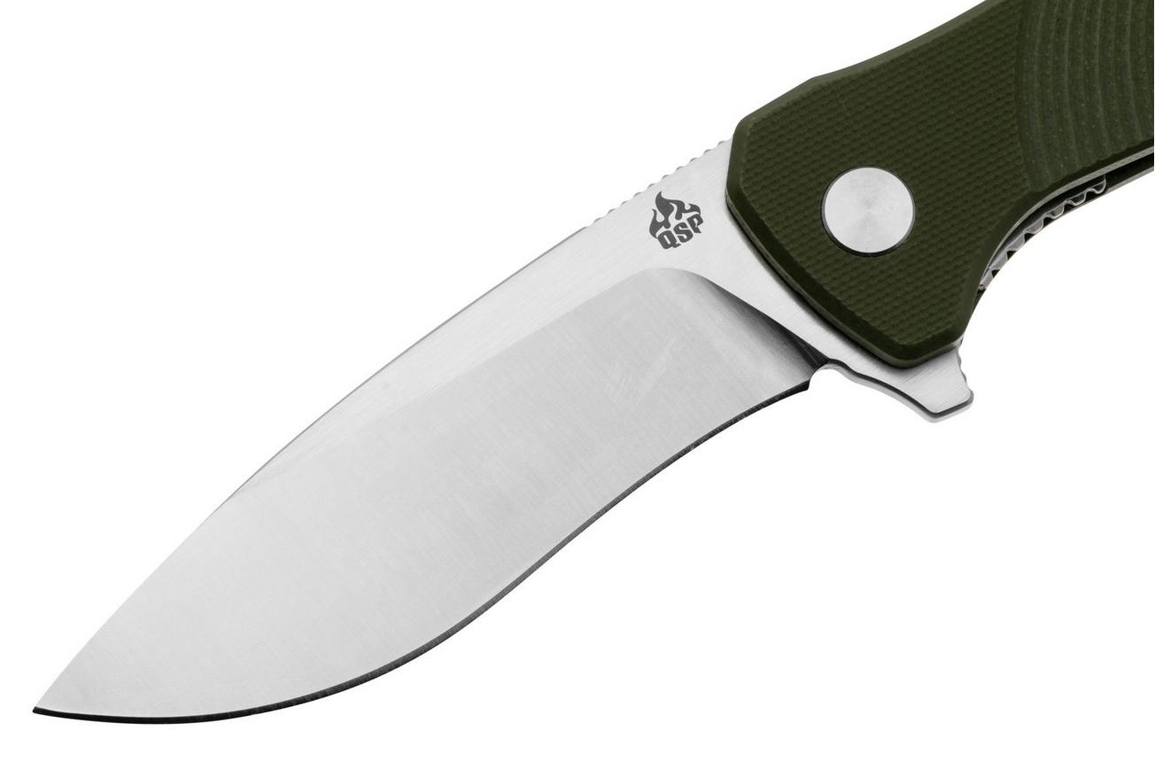 QSP Knife Raven QS122-B1 D2, Green G10, zakmes