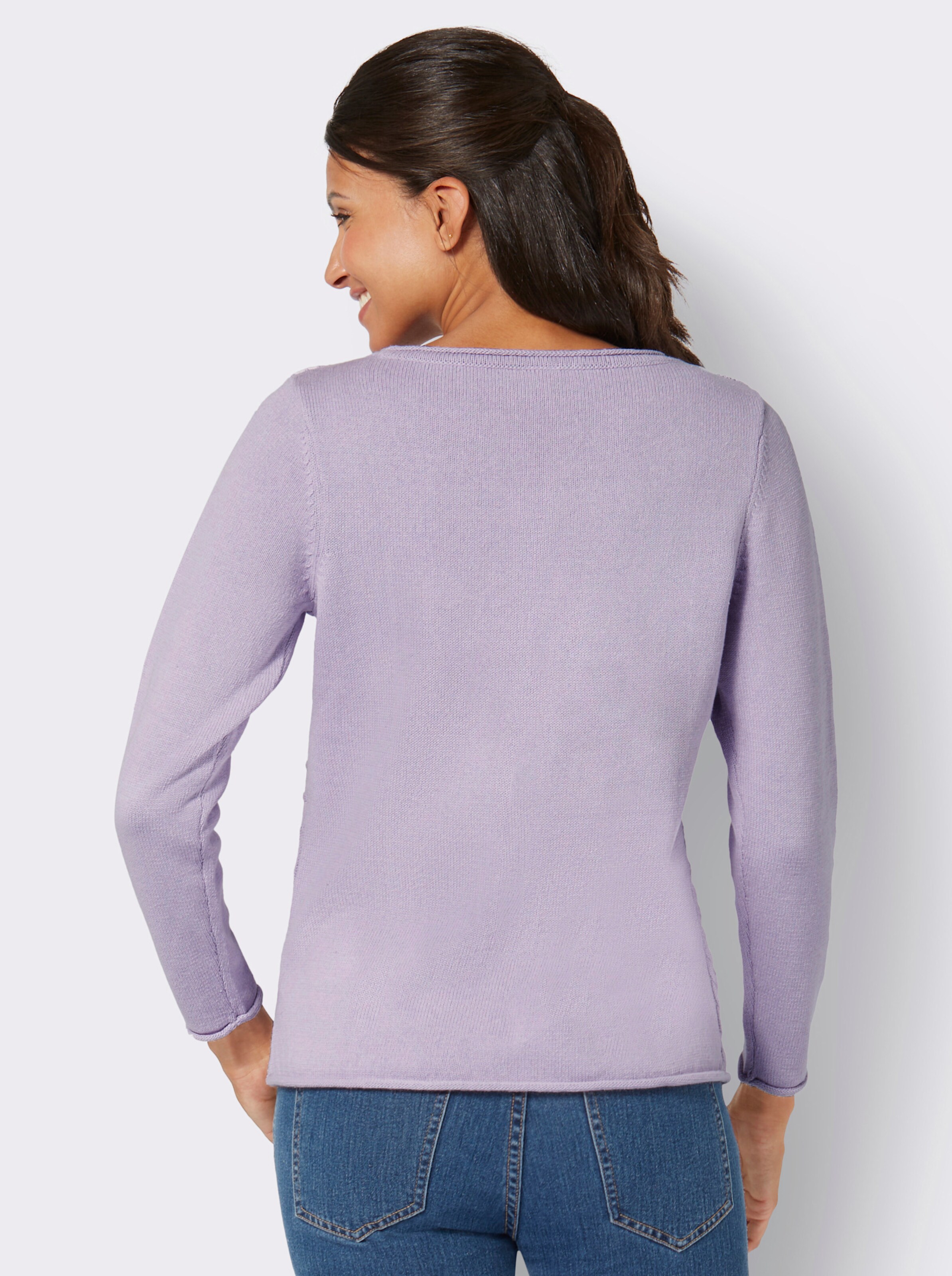 Langarm-Pullover mit Strickmuster-Mix