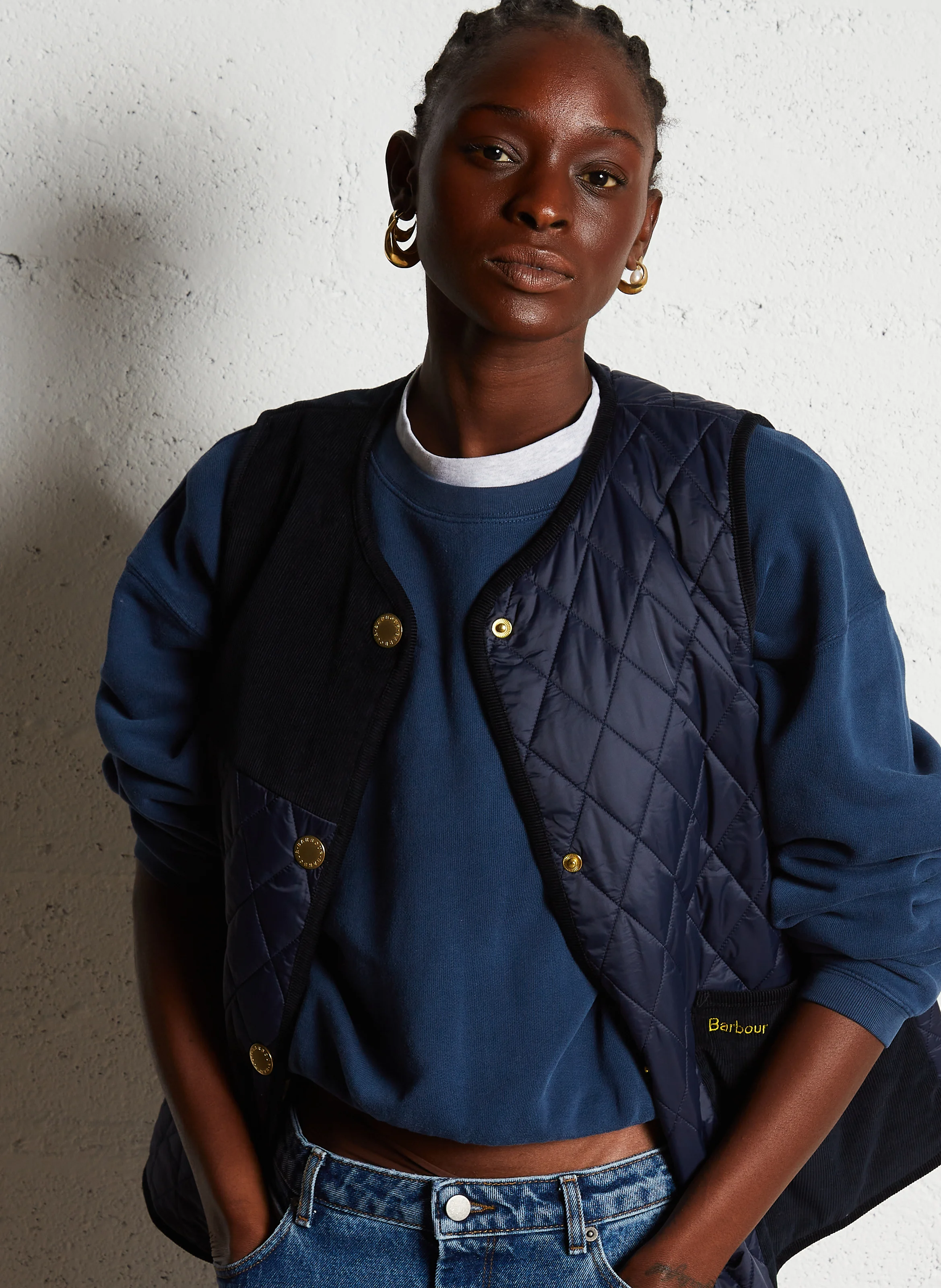 HEALY - Veste sans manches col rond en coton | Bleu