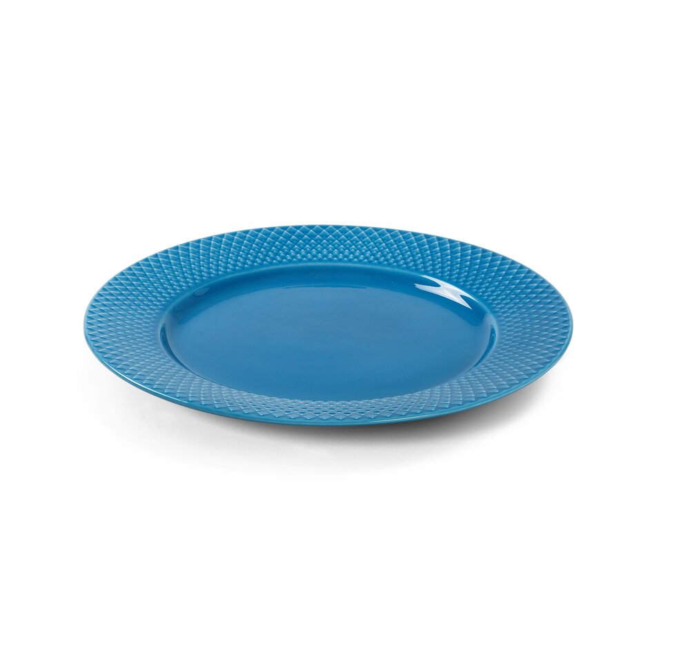 Lyngby Porcelæn  Rhombe Color middagstallerken, blå - Ø27 cm