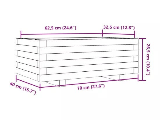 Jardinière bac lit surélevé bois marron 70 x 40 x 45438 cm 02_0037773