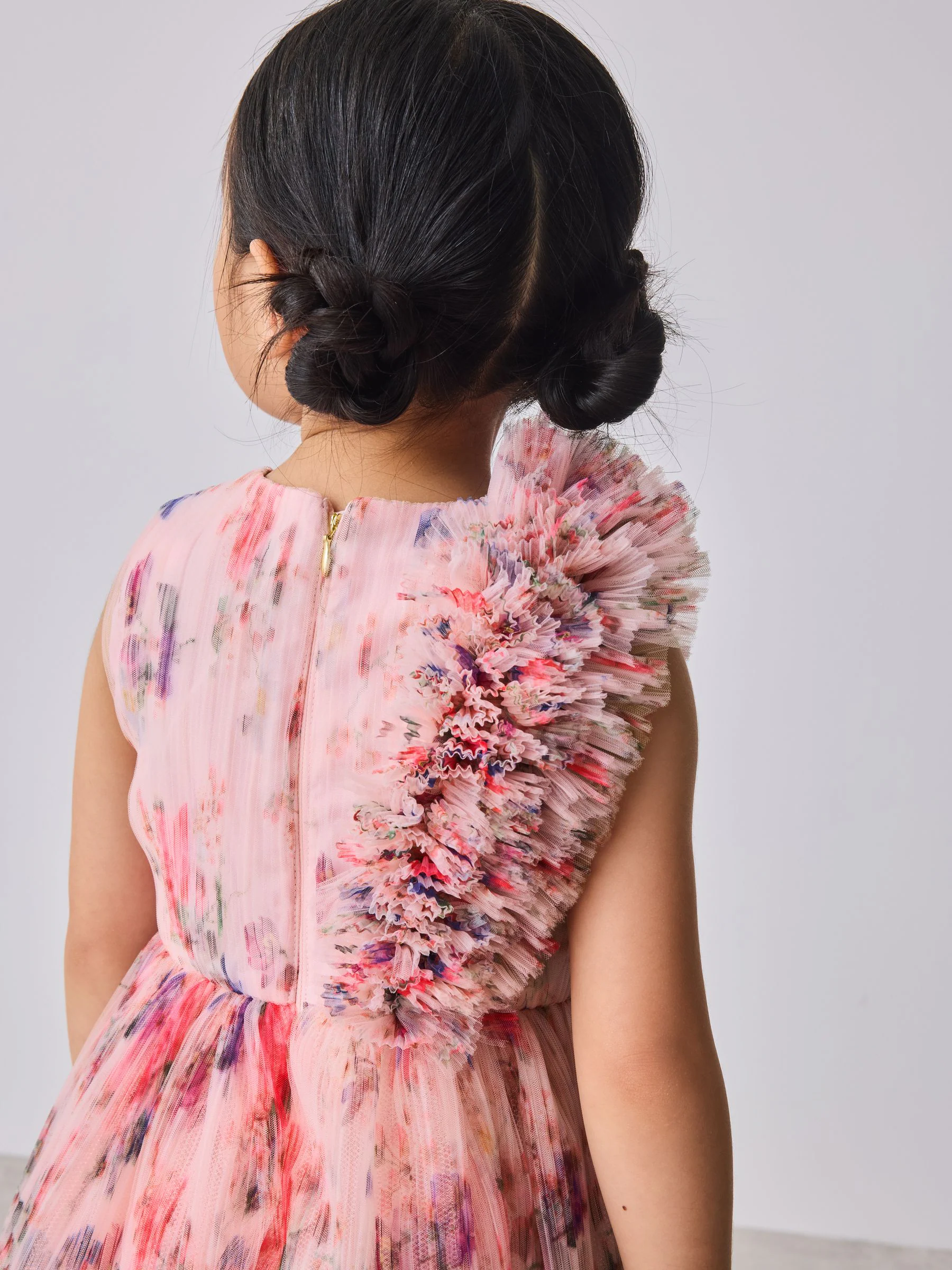 Baker by Ted Baker Crinkle Mesh 3D Ruffle Shoulder Occasion Dress