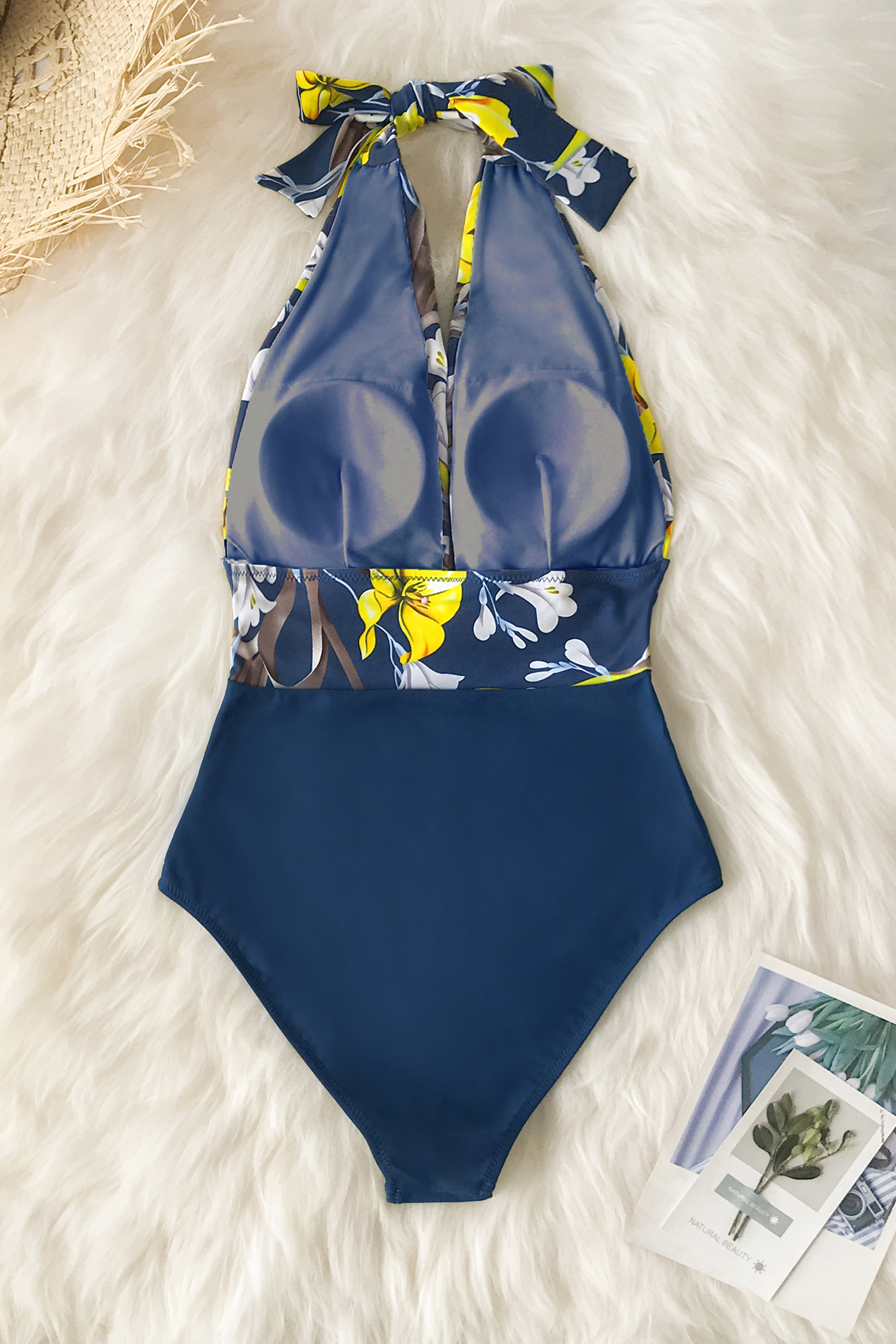 Maillot de bain une pièce ventre plat à col licou ruché