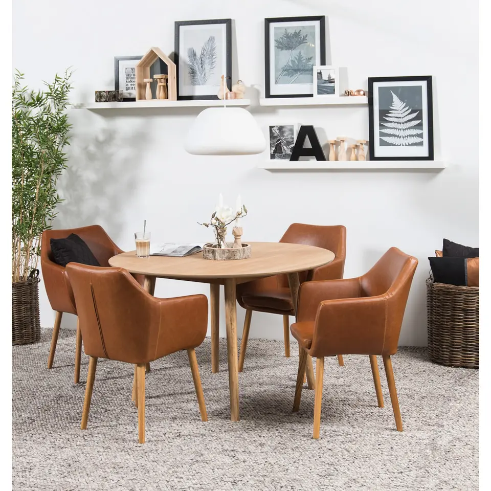 Eetkamertafel Ulfborg - eikenkleur - Ø120x75 cm