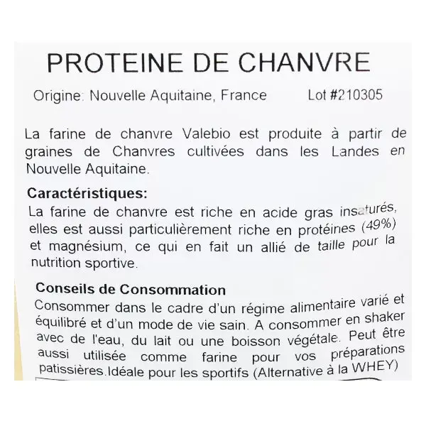Proteína de Cânhamo Orgânica Valebio 200g