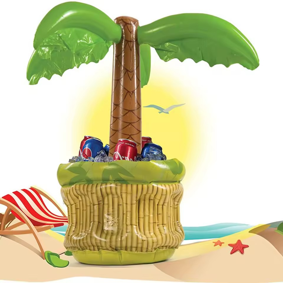 (40x68cm) Aufblasbarer Party Flaschen Kühler Sommer Getränke Halter Eiskübel Eimer Dosenkühler - Kokosnuss Palme