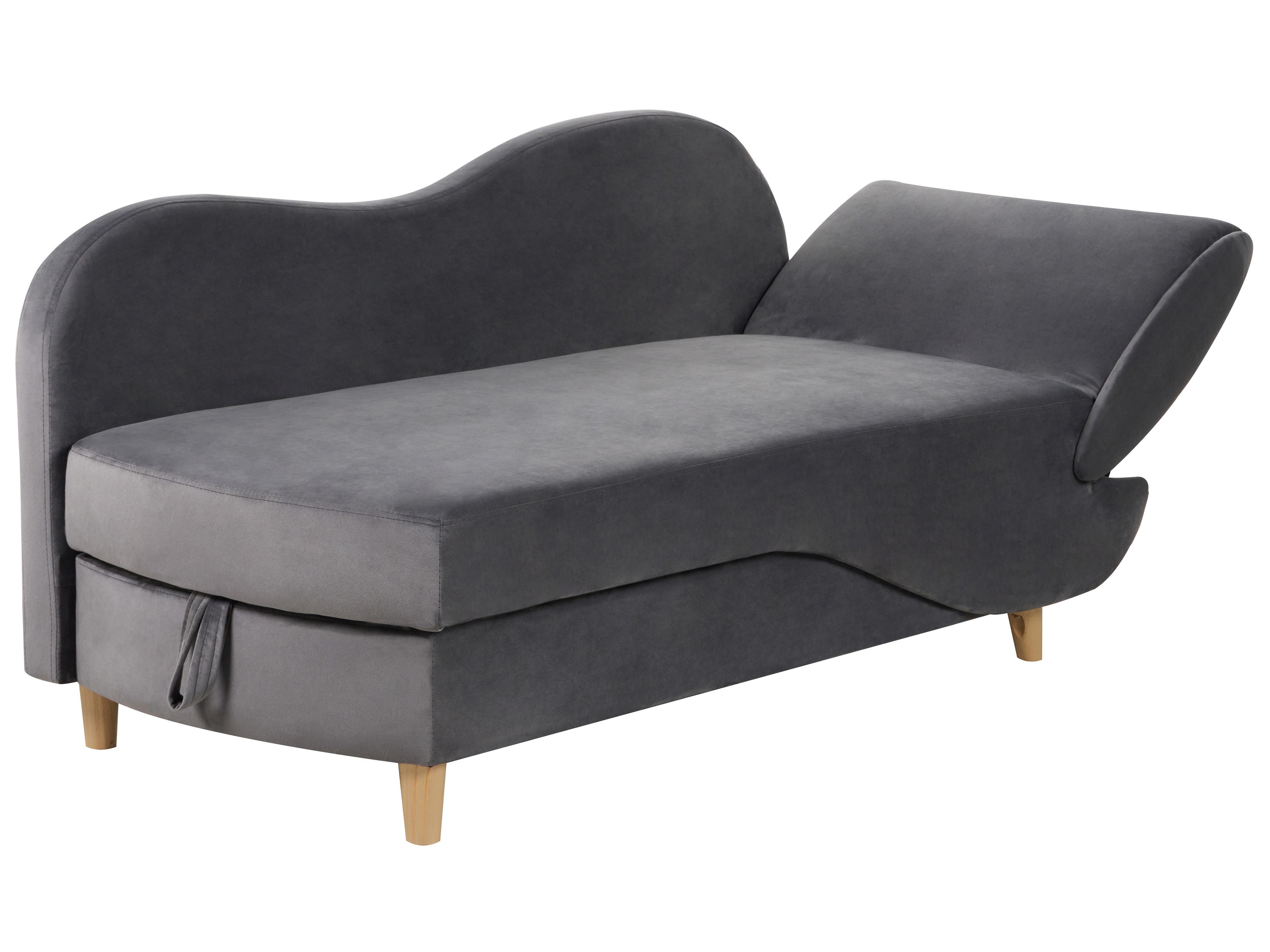 Rechtszijdige chaise longue MERI Fluweel Donkergrijs met opbergruimte