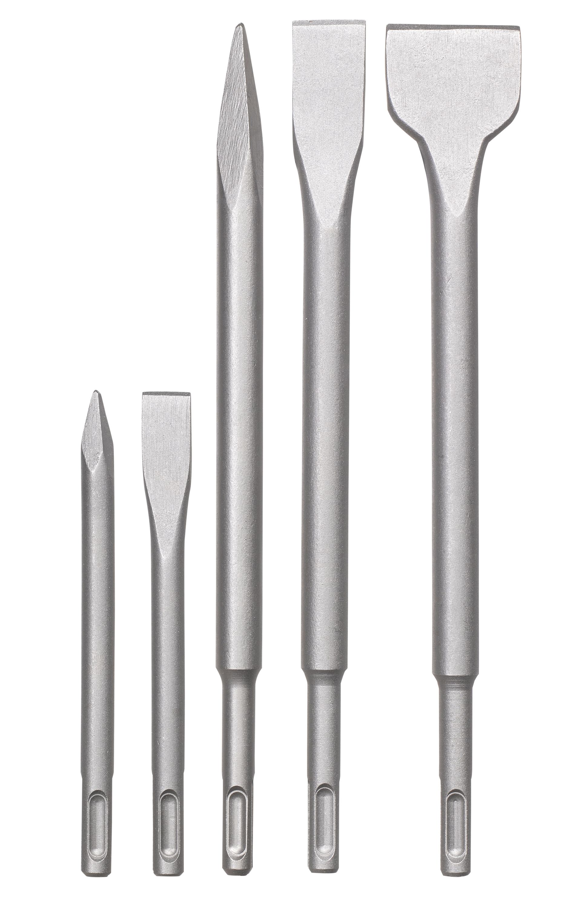 kwb SDS-Plus Meißel-Set für Bohrhammer, 5-teiliger Stein- u. Beton-Meissel Satz im Kunstoff-Koffer