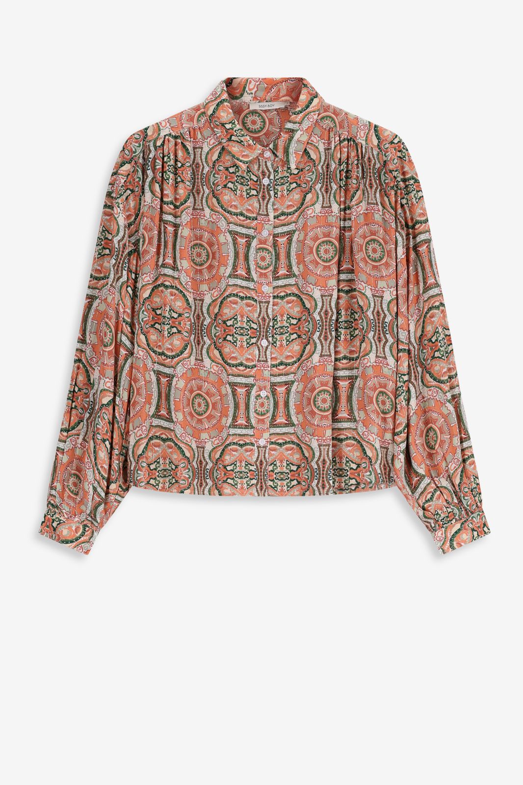 Oranje blouse met mozaïek print