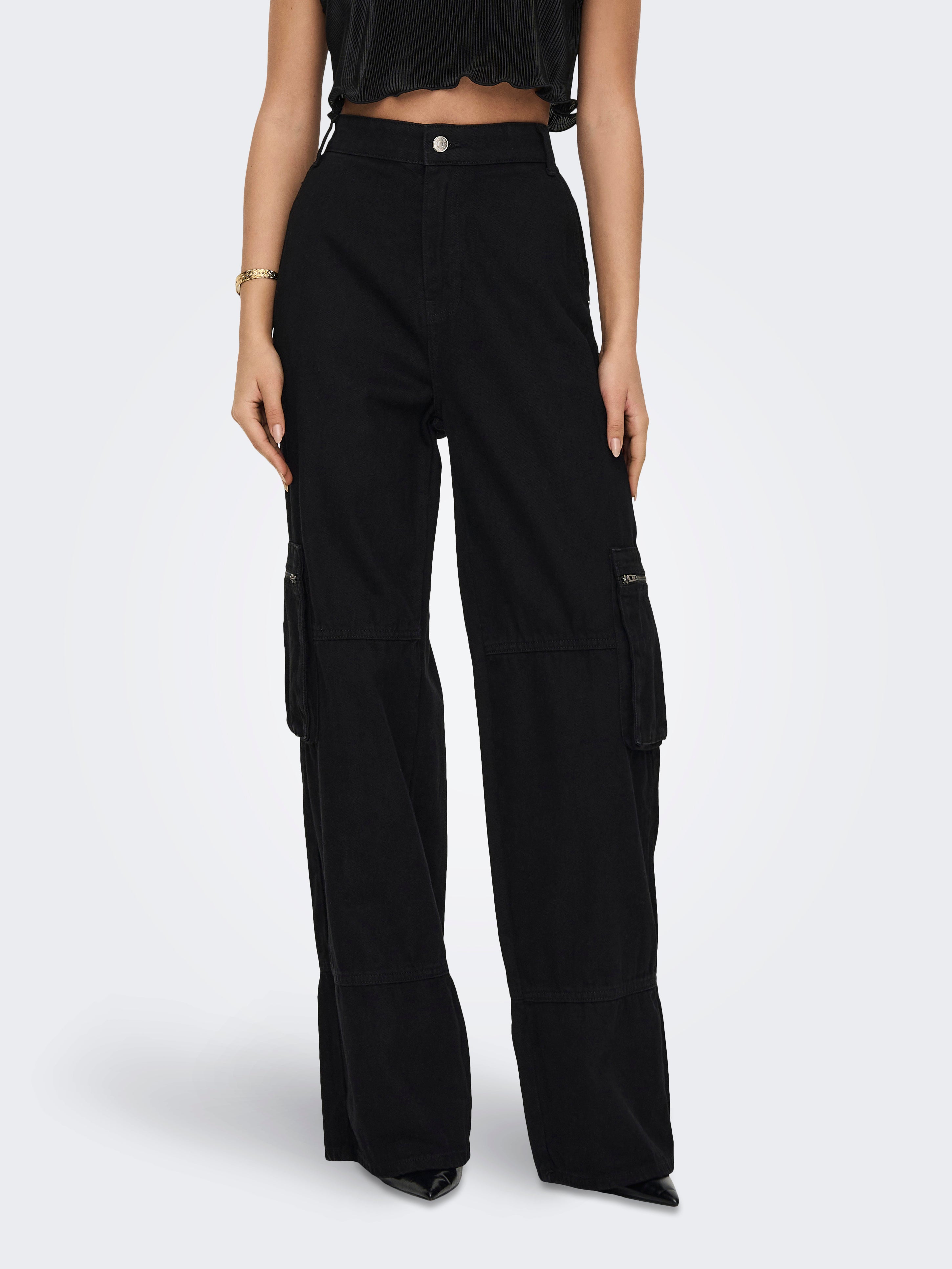 ONLCARO Mittlere Taille Karotte, locker geschnitten Jeans Black Denim