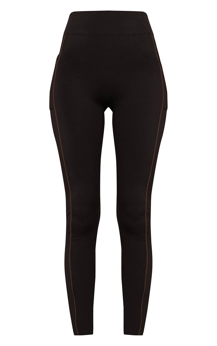 Noir Legging De Sport Grande Taille Avec Poches À Patte Et Coutures Contrastées