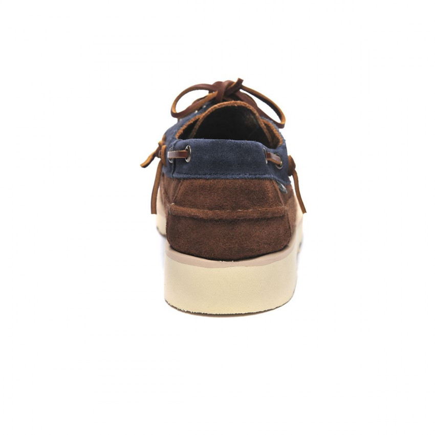 CAYUGA BLUE NAVY COGNAC DK-Mocassin tricolore en daim graissé pour homme