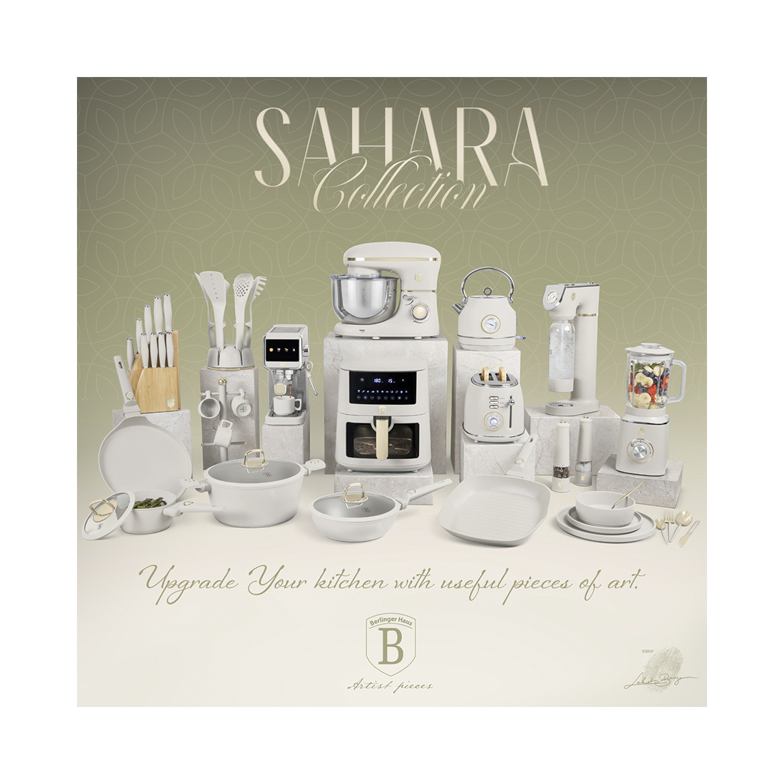 Berlinger Haus 15-teiliges Kochgeschirr-Set matt cream Sahara Collection