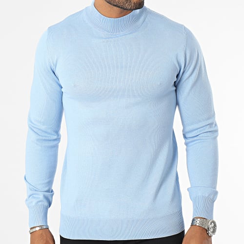 Pull Col Montant Bleu Ciel