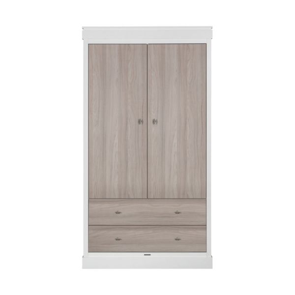 Kidsmill Newport Kledingkast 2-Deurs Kast Wit / Eiken T-Knop Zwart