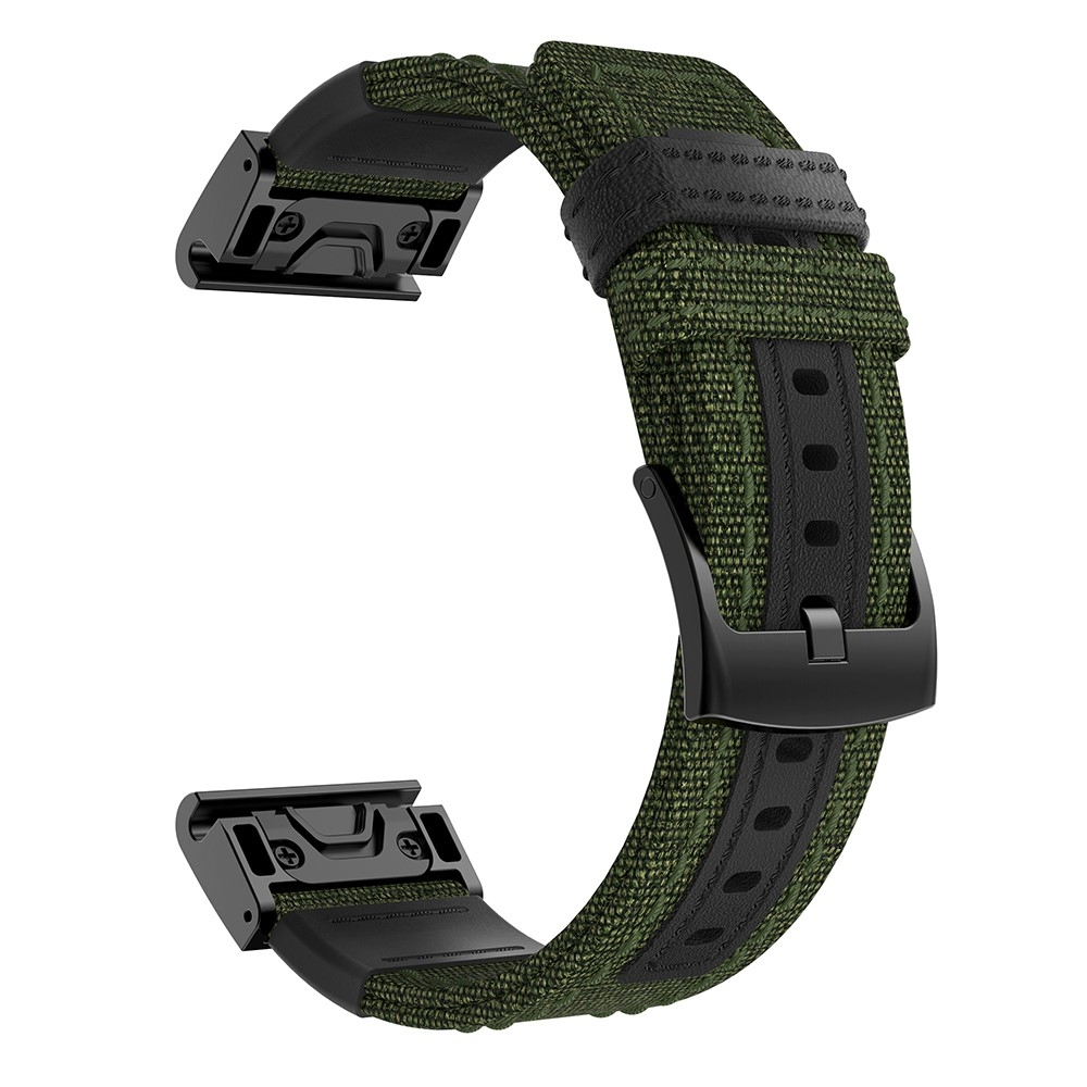 Garmin Nylon / Echtleder Armband mit 22mm Schnellverschluss (Gelenkumfang: 153-215mm) - Grün / Schwarz