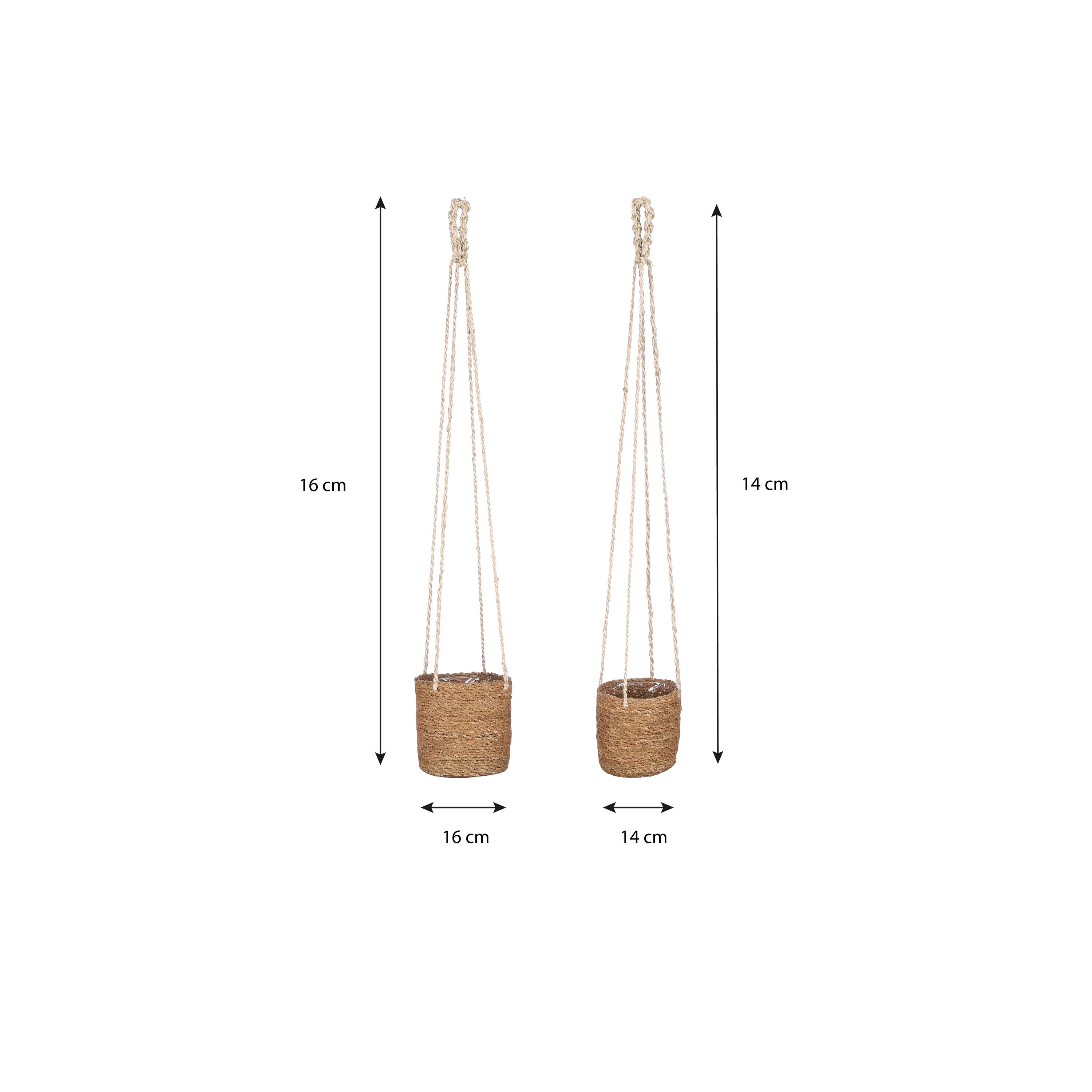 Mica Decorations Atlantic mand hangend l.bruin set van 2 - h16xd16cm