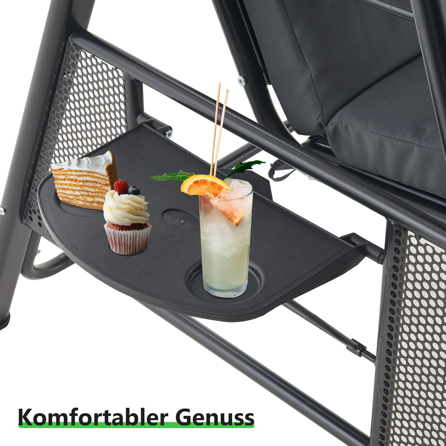M MCombo 3-Sitzer Hollywoodschaukel, 4092 ohne Liegefunktion, Gartenliege wetterfest, Gartenschaukel Outdoor, Schaukelbank mit Sonnendach, (dunkgelgrau)