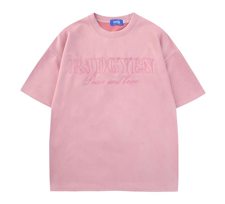CHIC ERRO - T-shirt met korte mouwen, ronde hals en geborduurde letters
