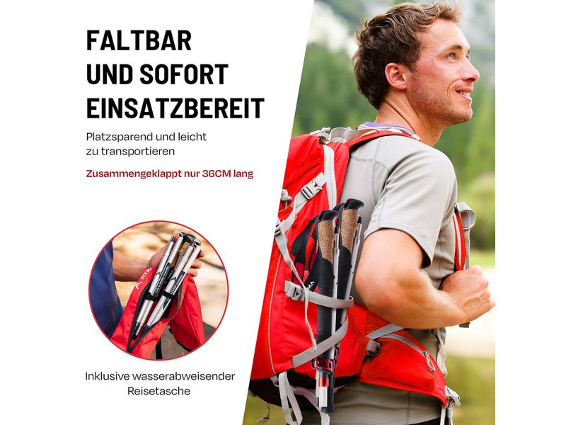 Atacama Teleskop Wanderstöcke, Flip Lock 110-135 cm Wanderhilfen aus Aluminium
