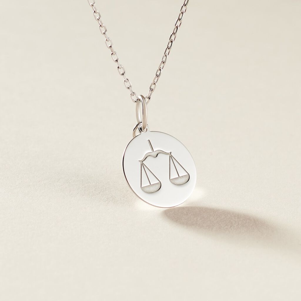 Pendentif Zodiaque Rond Argent Blanc