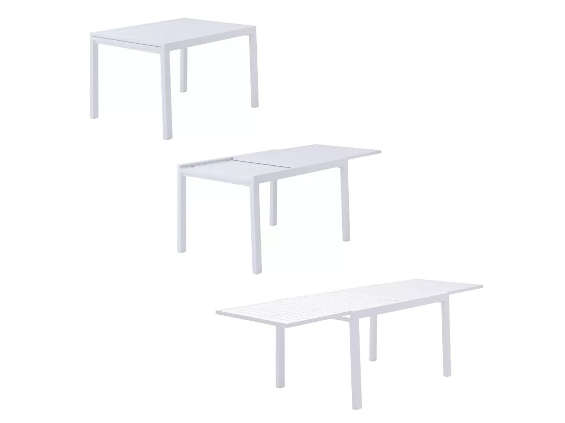 Salon de jardin VENEZIA extensible 132/264 en aluminium blanc - 10 places - HAPPY GARDEN