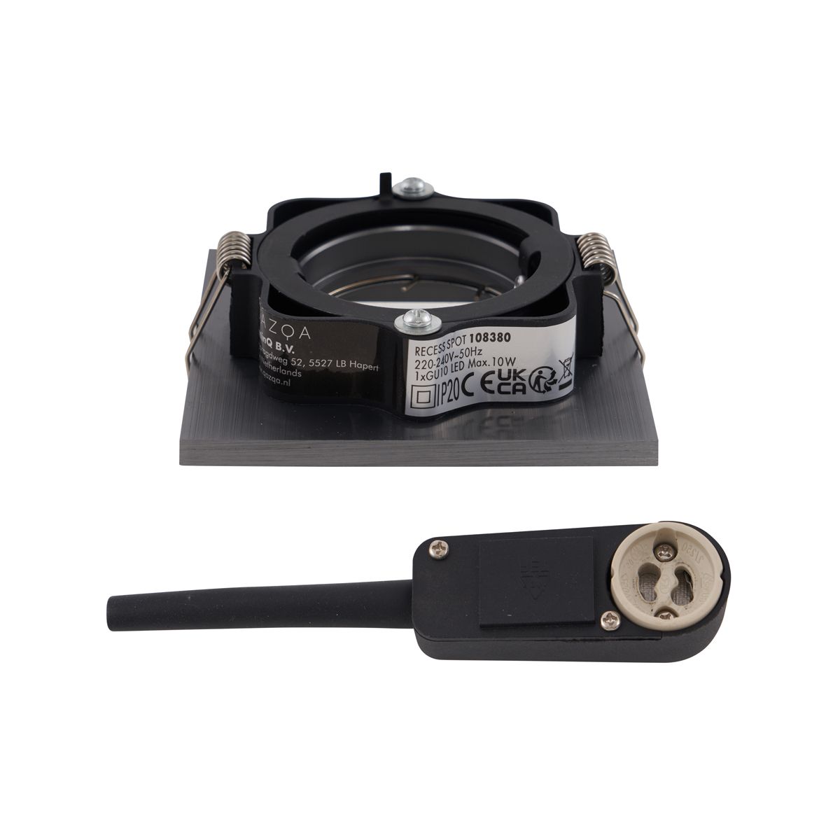 Moderne inbouwspot gunmetal GU10 50mm vierkant kantelbaar - Qure