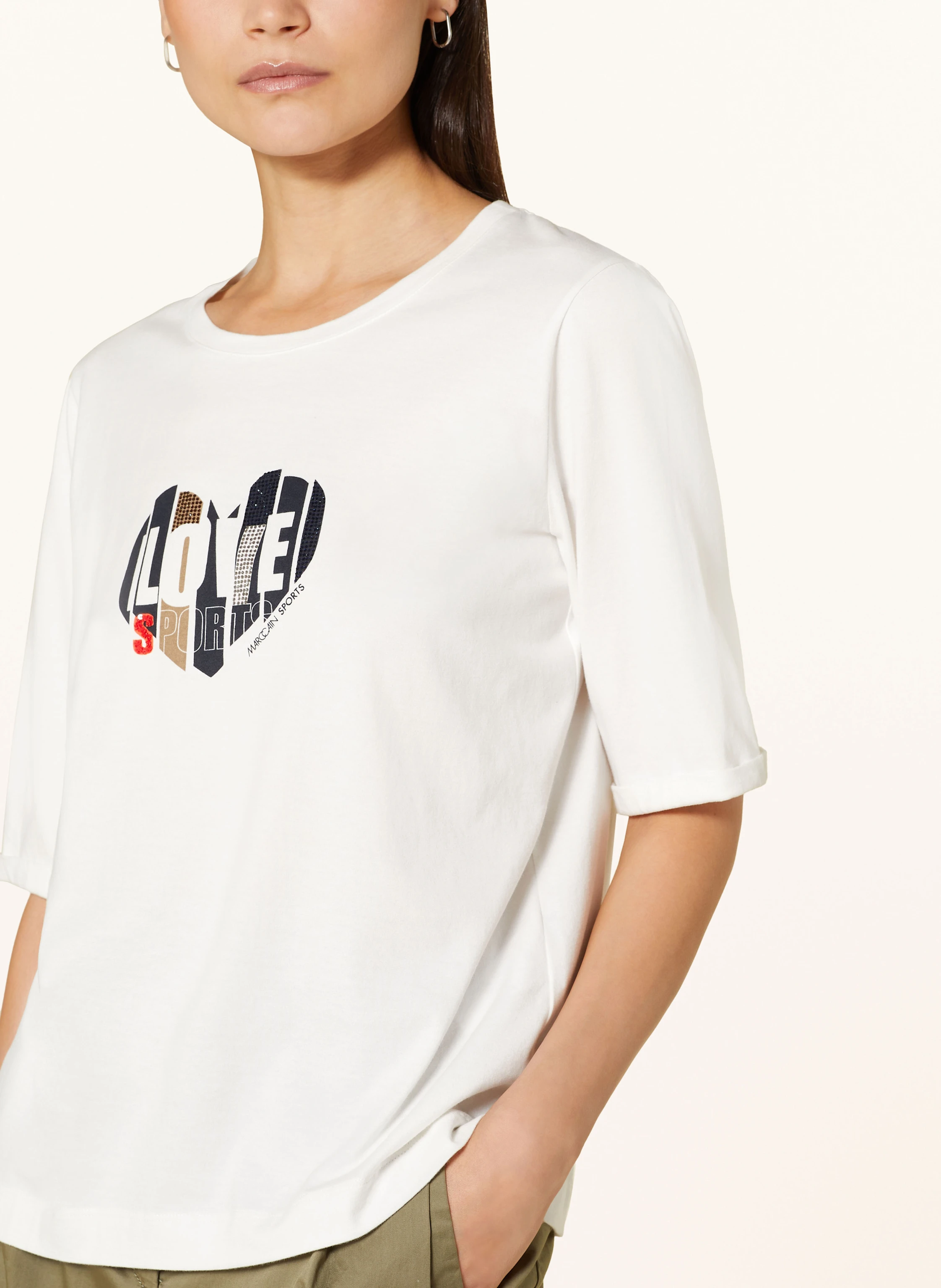 MARC CAIN T-Shirt mit Schmucksteinen