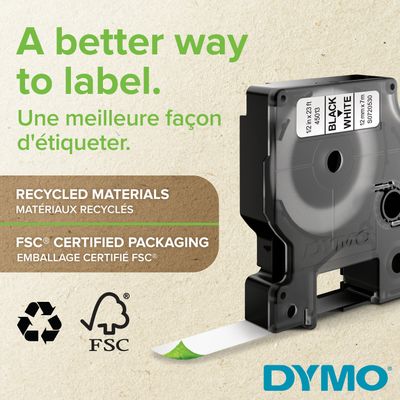 Dymo D1 - Ruban d'étiquettes auto-adhésives - 1 rouleau (6 mm x 7 m) - fond transparent écriture noire