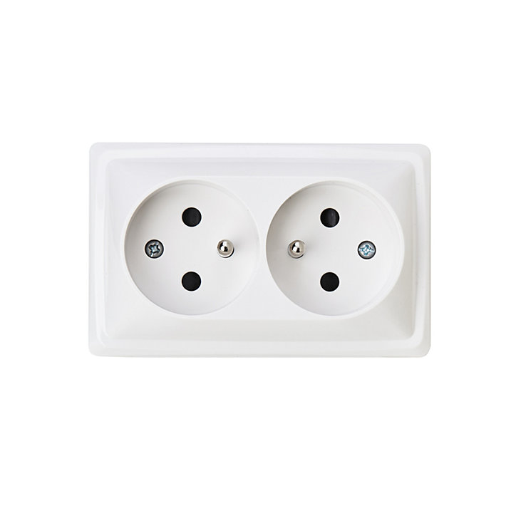 Double prise monobloc en saillie Jacobsen Sigurd blanc complet