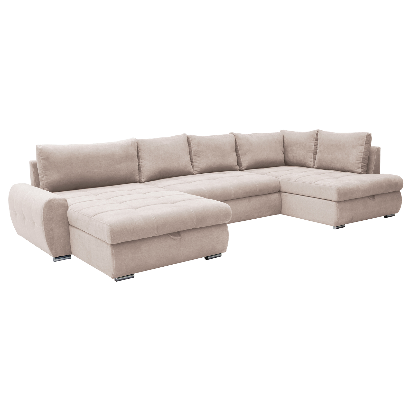 Wohnlandschaft - beige - 2 Staukästen - Ottomane links