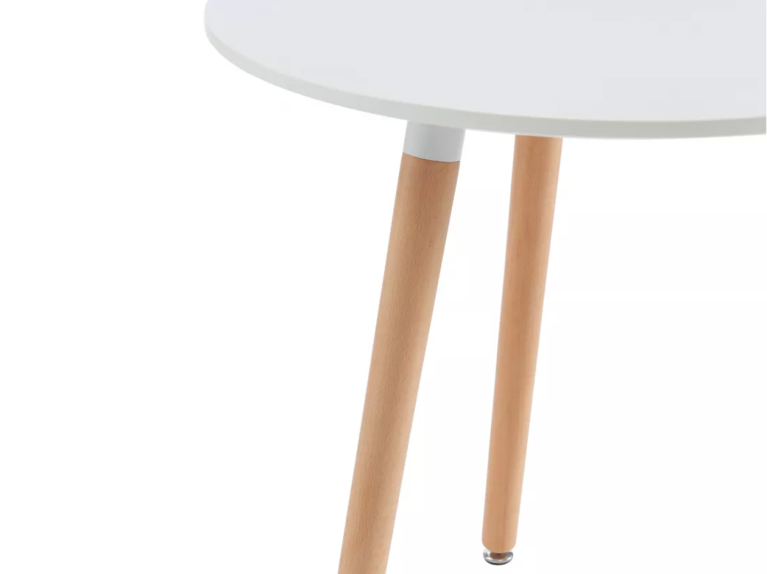 Table à manger 2 personnes en MDF et hêtre - Blanc - ROLENA