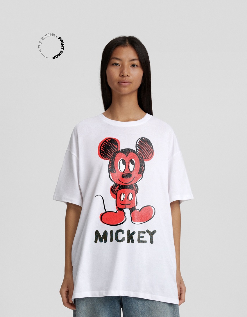 Camiseta de manga curta oversized com estampa do Mickey Mouse