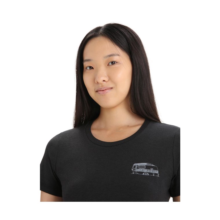 Icebreaker Central Classic Caravan Life SS Tee Women Black