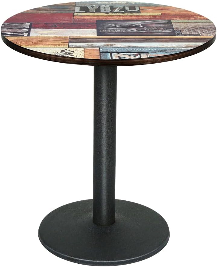 Runder Esstisch 60 cm Bunt Muster – Moderner Küchentisch Rund, Esszimmertisch Klein mit MDF-Holzplatte & Metallbein, Ideal für Wohnzimmer, Esszimmer & Balkon