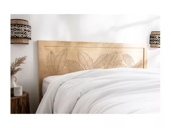 Tête de lit en bois manguier massif gravé L165 cm VIBES