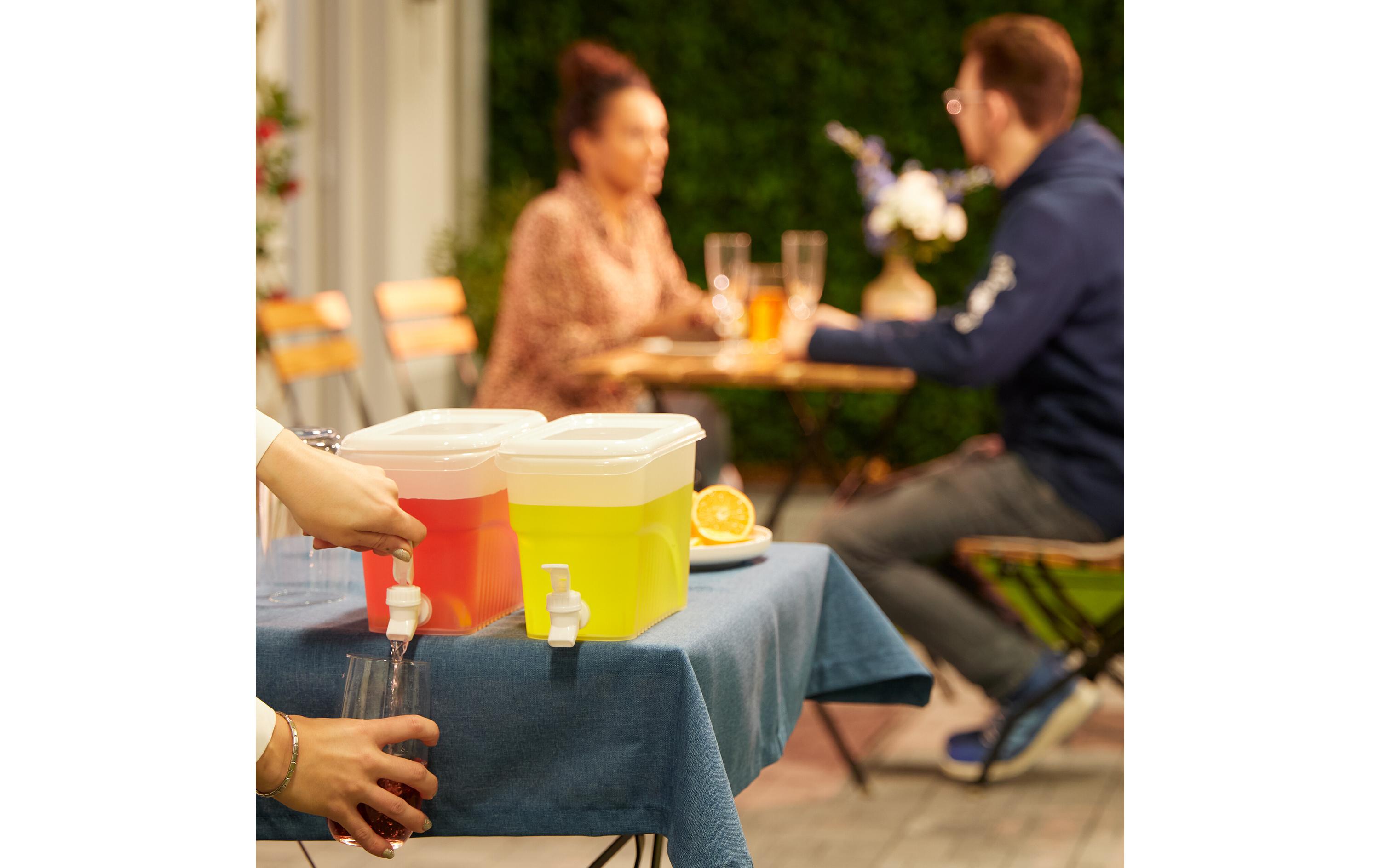 Getränkespender Kühlschrank 2er Set, 3 LiterZum Befüllen mit Wasser, Limonade, Saft, Eistee und mehr