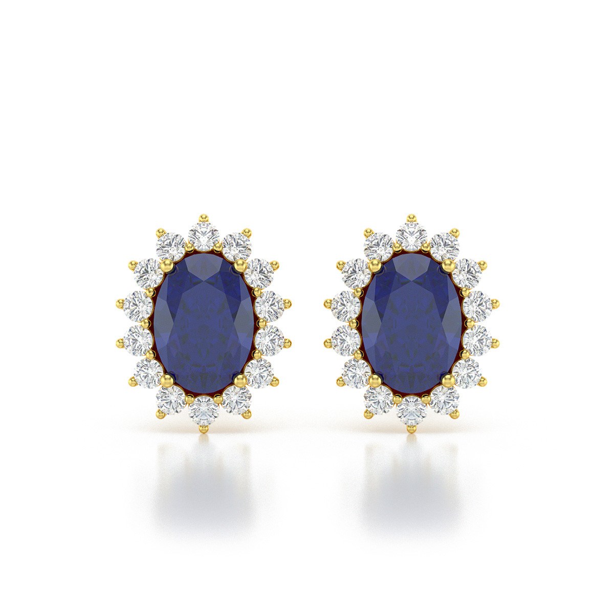 Boucles d'oreilles ADEN Or 585 Jaune et Saphir Forme Marquise 2.25grs
