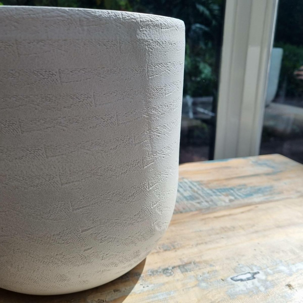 Mica decorations pot de fleur nora - 25x25x24 cm - terre cuite - blanc