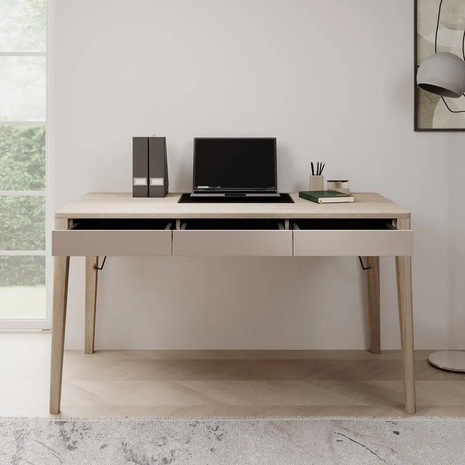 Meubella - Bureau Mazar - Licht eiken - 139 cm