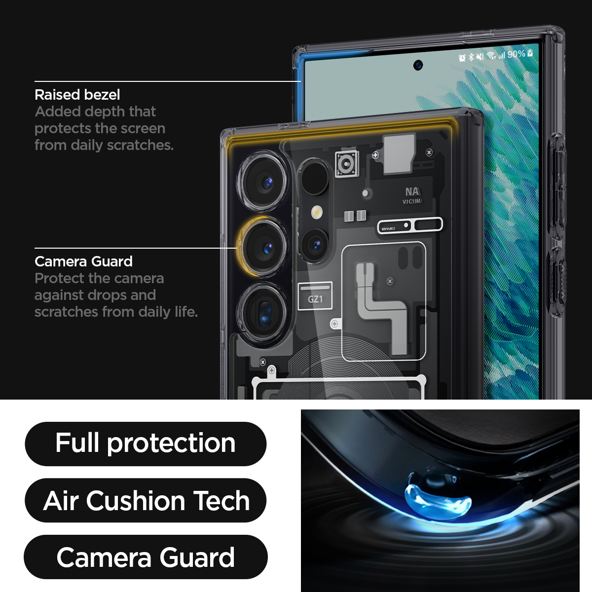 Samsung Galaxy S24 Ultra Zero One Ultra Hybrid Case Hülle (ACS07293) - Schwarz / Transparent